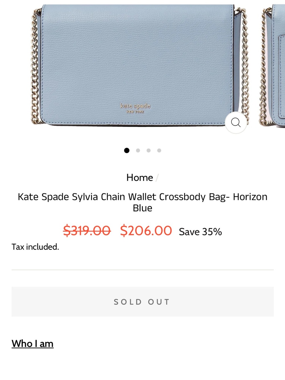 kate spade Sylvia Chain Wallet Crossbody Bag - Horizon Blue with Silver Hardware
